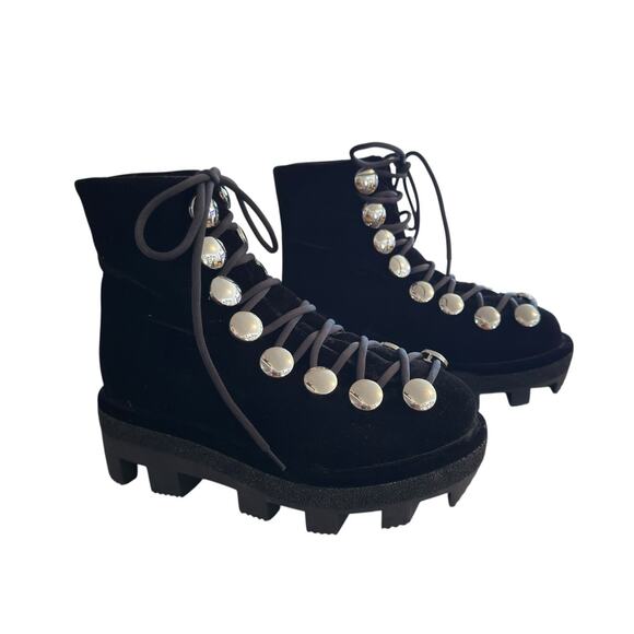 Alexander Wang Sam Lace-up Hook Platform Bootie in Black tone Women's Size 37 - Picture 2 of 11